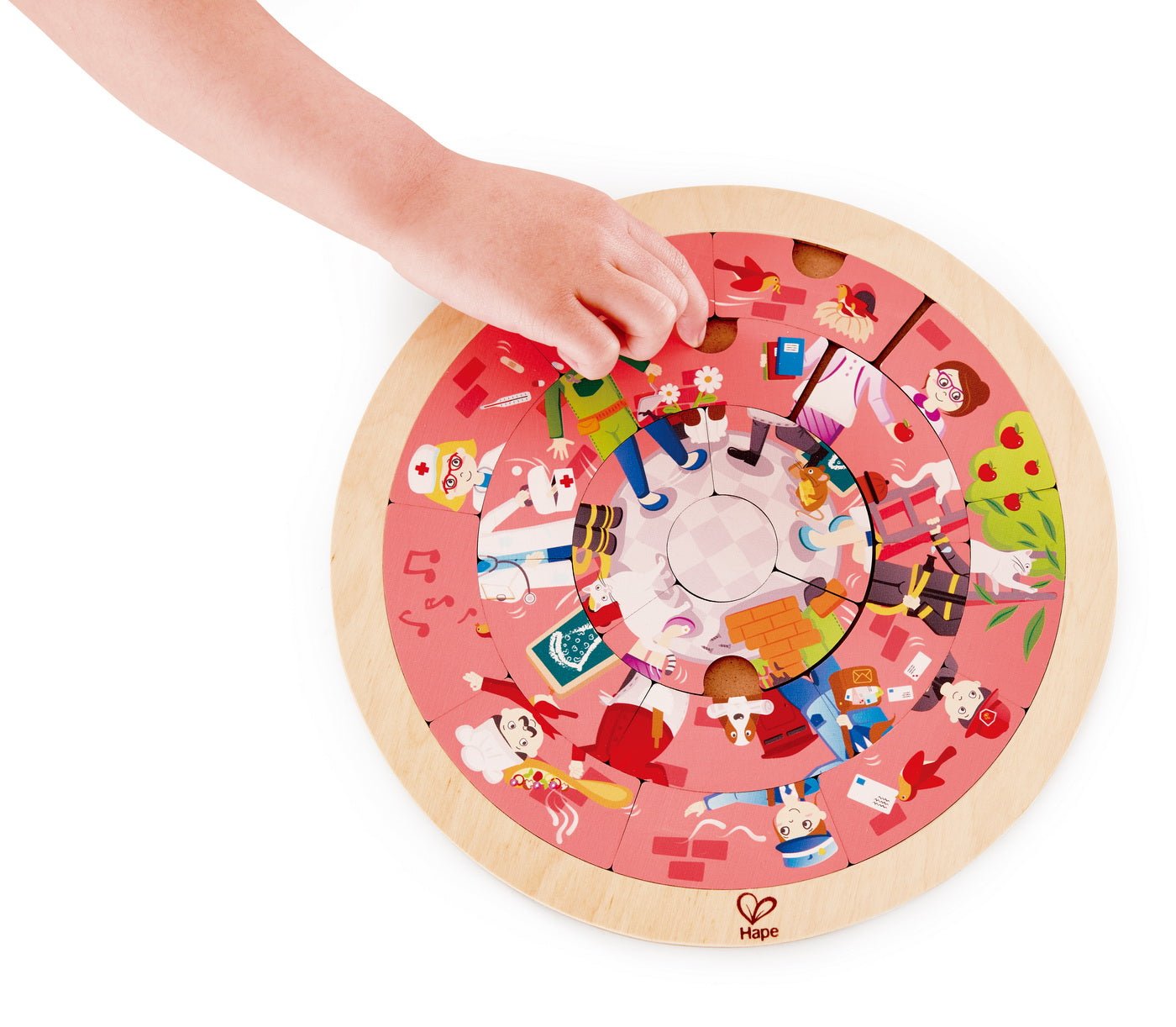 Hape puzzle rotund cu 2 fete, Hape - Publisol.ro