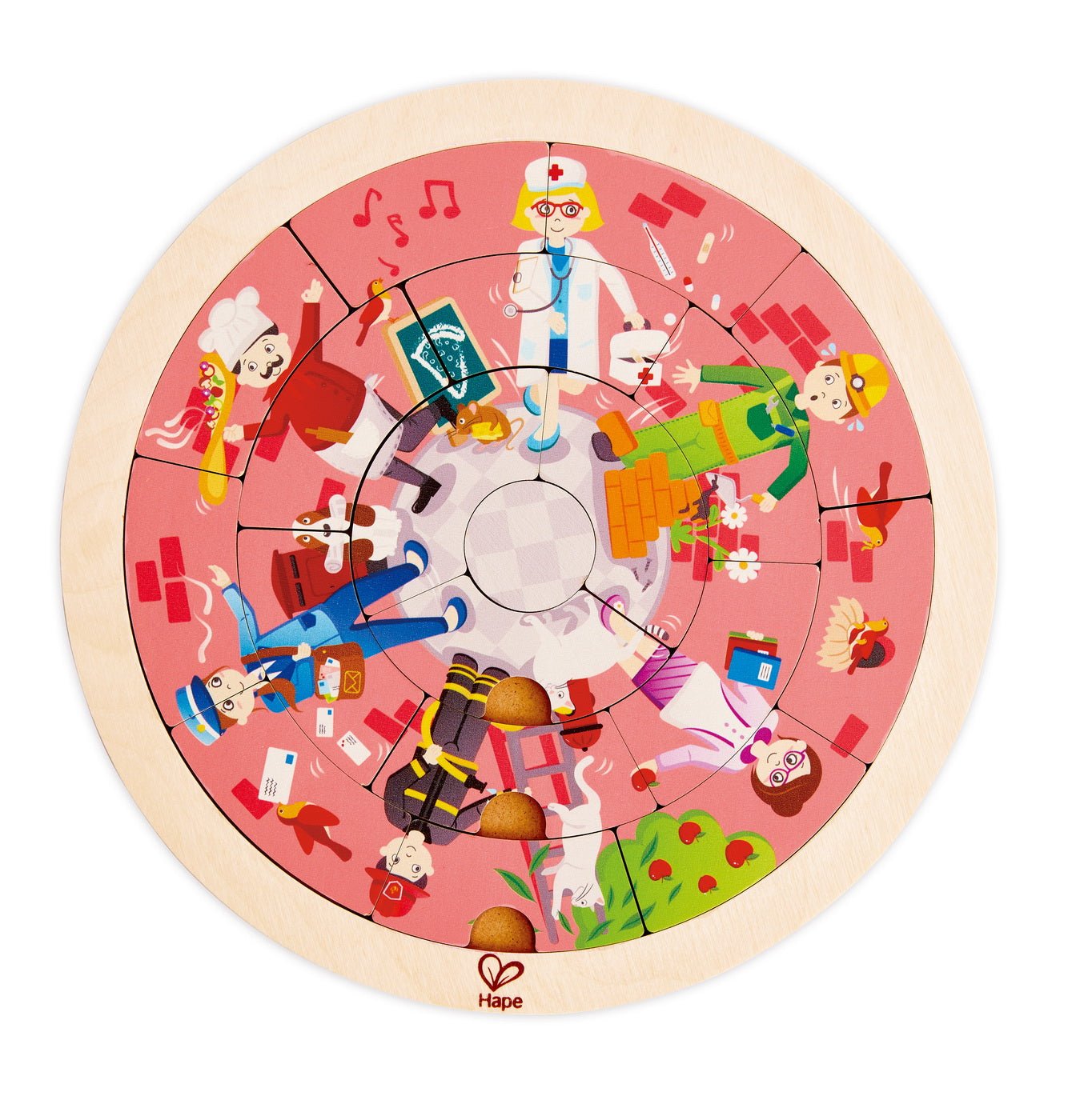 Hape puzzle rotund cu 2 fete, Hape - Publisol.ro