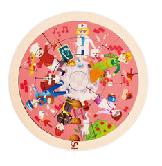 Hape puzzle rotund cu 2 fete, Hape - Publisol.ro