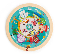 Hape puzzle rotund cu 2 fete, Hape - Publisol.ro