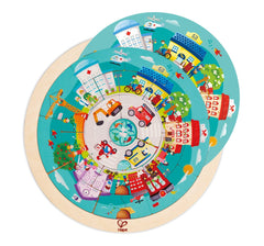 Hape puzzle rotund cu 2 fete, Hape - Publisol.ro