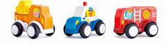 Hape set 3 masinute cu motor pull - back, Hape - Publisol.ro