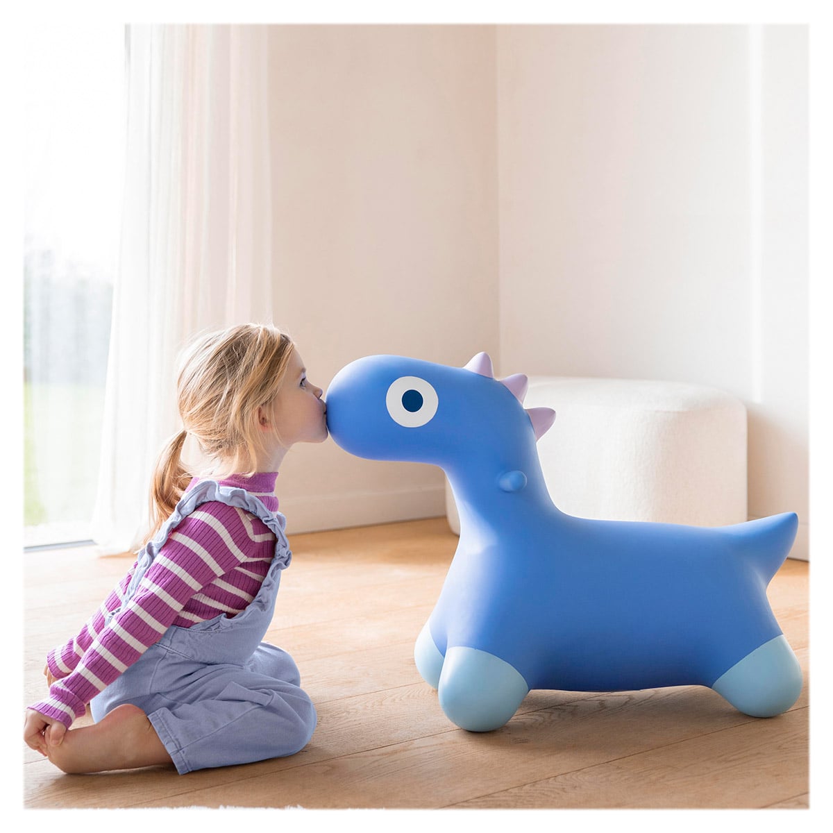 Hoppi Dino, dinozaur gonflabil saltaret, albastru, Quut Toys - Publisol.ro