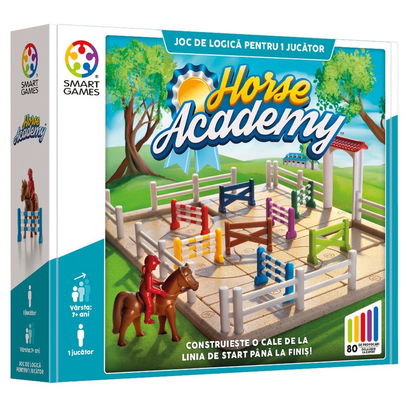 Horse Academy, joc de logica cu 80 de provocari, 7+ ani, editie lb. Romana, Smart Games - Publisol.ro