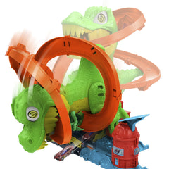 Hot wheels city set statia de pompieri si batalia cu trex, Mattel - Publisol.ro