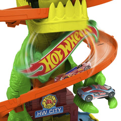Hot wheels city set statia de pompieri si batalia cu trex, Mattel - Publisol.ro