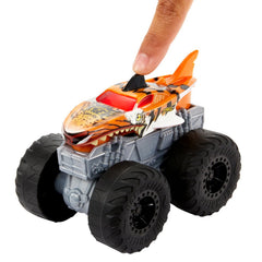 Hot wheels monster truck roarin wreckers tiger shark cu functii si sunete scara 1:43, Mattel - Publisol.ro