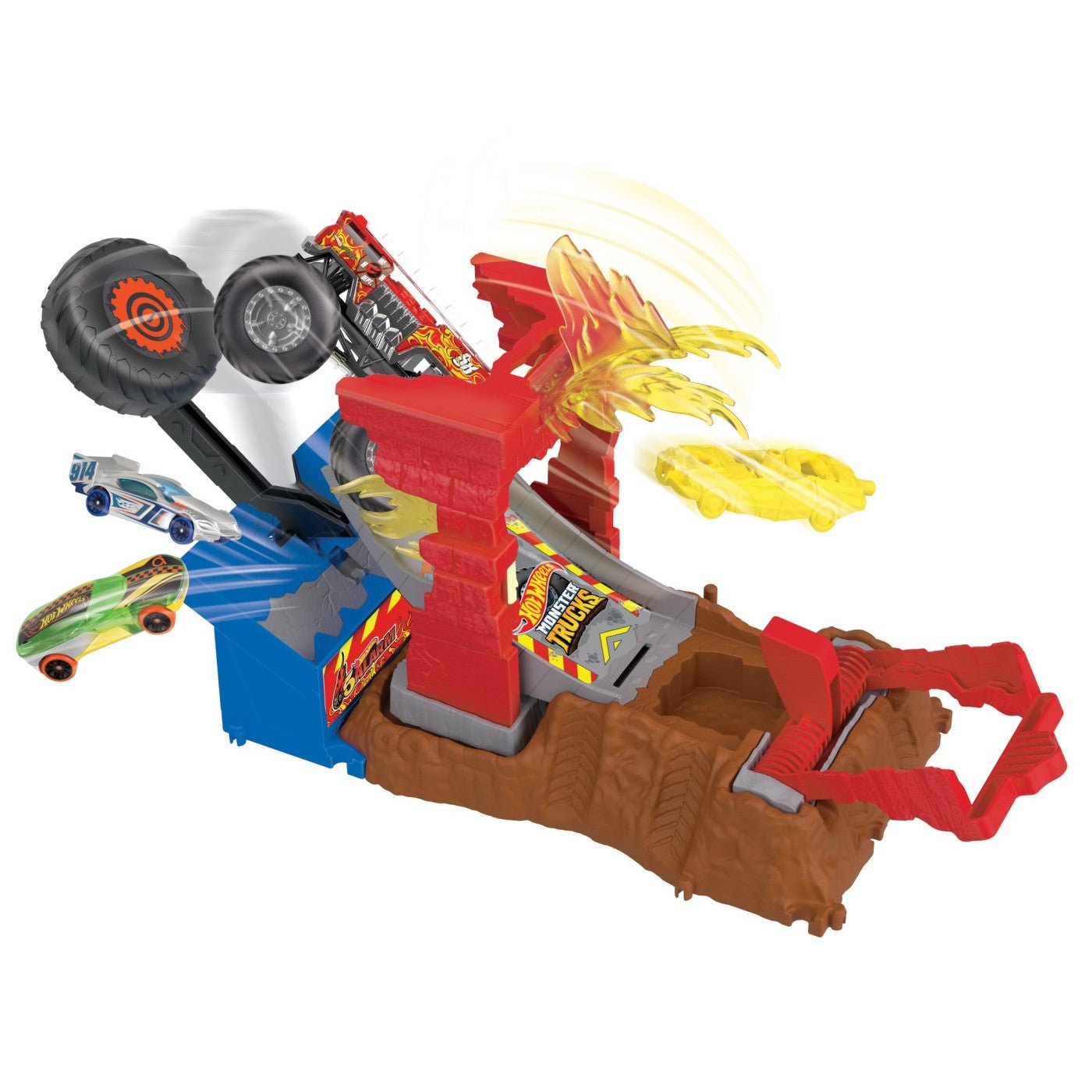Hot Wheels monster trucks entry challenge arena smashers provocarea fire crash - Publisol.ro