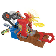 Hot Wheels monster trucks entry challenge arena smashers provocarea fire crash - Publisol.ro