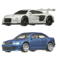 Hot wheels premium set 2 masinute metalice audi s4 quattro si audi r8 lms scara 1:64, Mattel - Publisol.ro