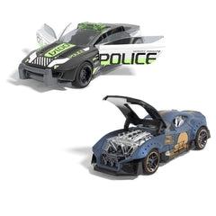 Hot wheels set 2 masinute metalice pull back muscle and blown si alpha pursuit 1:43, Mattel - Publisol.ro