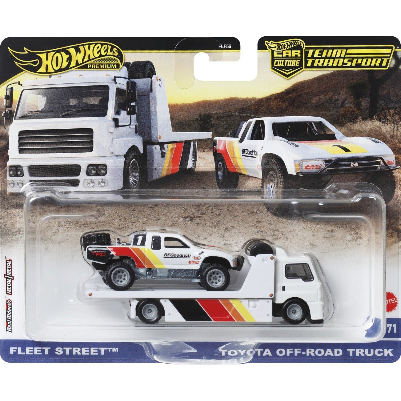Hot wheels transportator fleet street cu masinuta toyota off road truck scara 1:64, Mattel - Publisol.ro