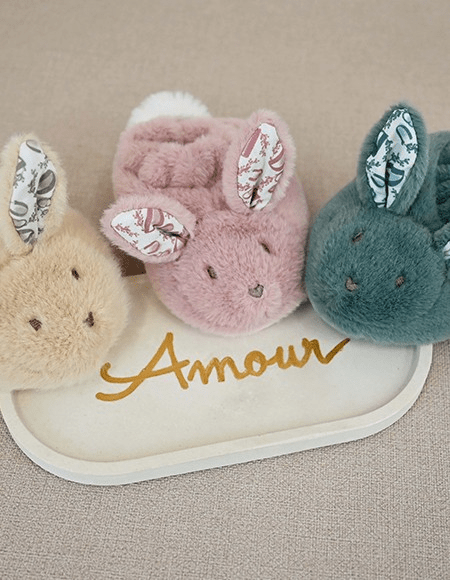 Iepuras Doudou - Set Botosei si Jucarie de Plus, Roz - Doudou et Compagnie - Publisol.ro