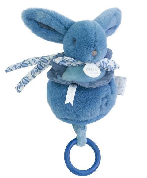 Iepuras muzical Doudou   ,   albastru, 20 cm - Doudou et Compagnie