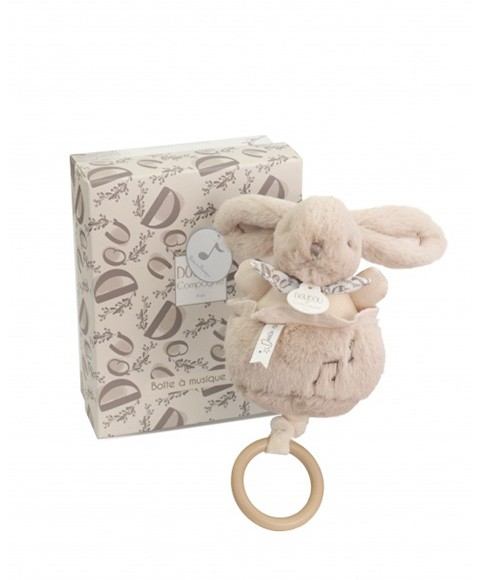 Iepuras muzical Doudou   ,   bej, 20 cm - Doudou et Compagnie