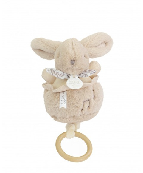 Iepuras muzical Doudou   ,   bej, 20 cm - Doudou et Compagnie