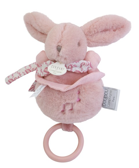 Iepuras muzical Doudou   ,   roz, 20 cm - Doudou et Compagnie