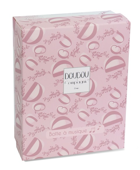 Iepuras muzical Doudou   ,   roz, 20 cm - Doudou et Compagnie