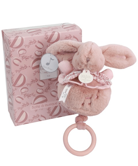 Iepuras muzical Doudou , roz, 20 cm - Doudou et Compagnie - Publisol.ro