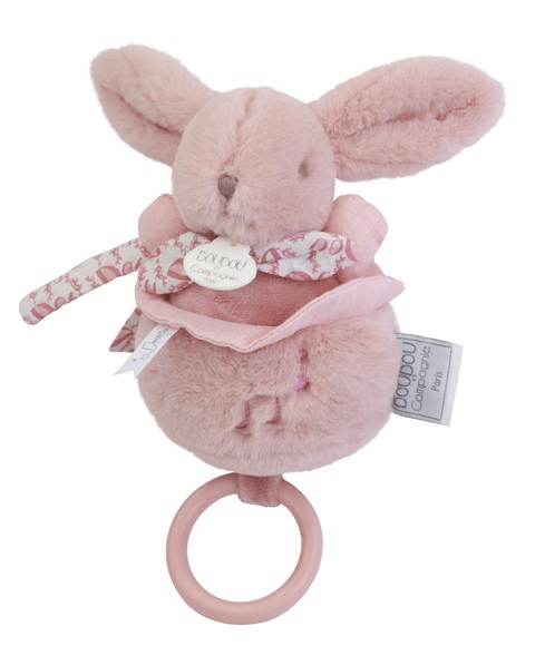 Iepuras muzical Doudou , roz, 20 cm - Doudou et Compagnie - Publisol.ro