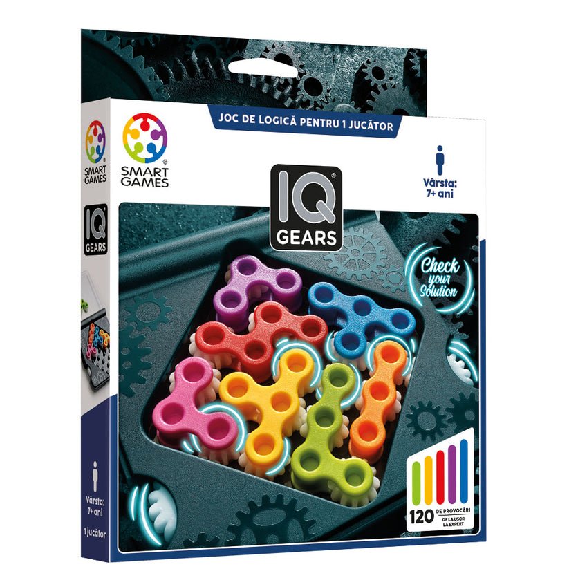 IQ Gears, joc de logica cu 120 de provocari, 7+ ani, editie lb. Romana, Smart Games - Publisol.ro