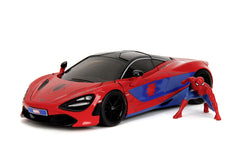 Jada Marvel set figurina Spider man si masinuta metalica Mclaren 720s scara 1 la 24 - Publisol.ro