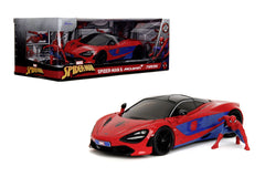 Jada Marvel set figurina Spider man si masinuta metalica Mclaren 720s scara 1 la 24 - Publisol.ro