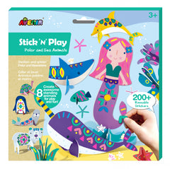 Joc creativ Stick N Play cu scene 3D si stickere repozitionabile - Animale polare si marine - Avenir