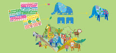 Joc creativ Stick N Play cu scene 3D si stickere repozitionabile - Animale Safari - Avenir