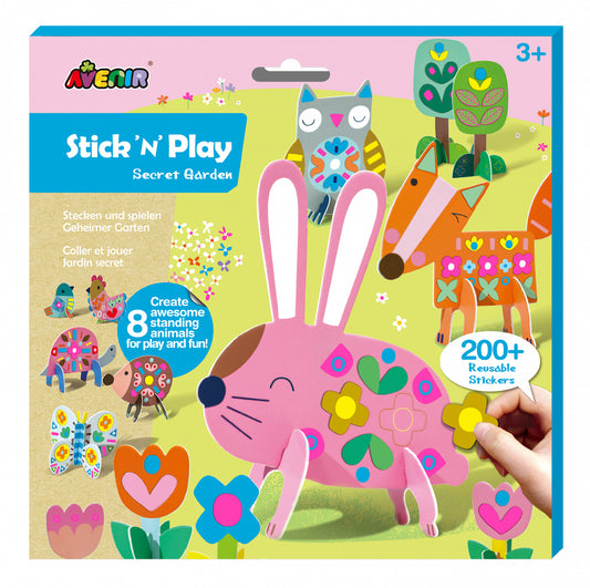 Joc creativ Stick N Play cu scene 3D si stickere repozitionabile - Gradina Secreta - Avenir