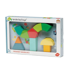 Joc de construit magnetic Primary, din lemn premum - Primary Magblocs - 10 piese - Tender Leaf Toys - Publisol.ro