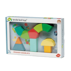 Joc de construit magnetic Primary, din lemn premum - Primary Magblocs - 10 piese - Tender Leaf Toys - Publisol.ro