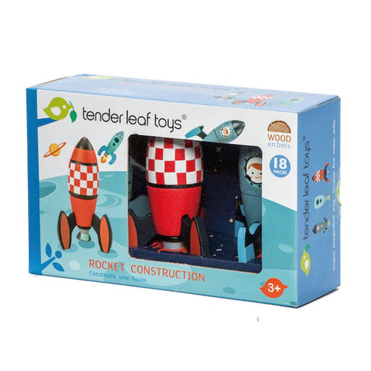 Joc de construit racheta, din lemn premium - Rocket Construction - 18 piese - Tender Leaf Toys - Publisol.ro