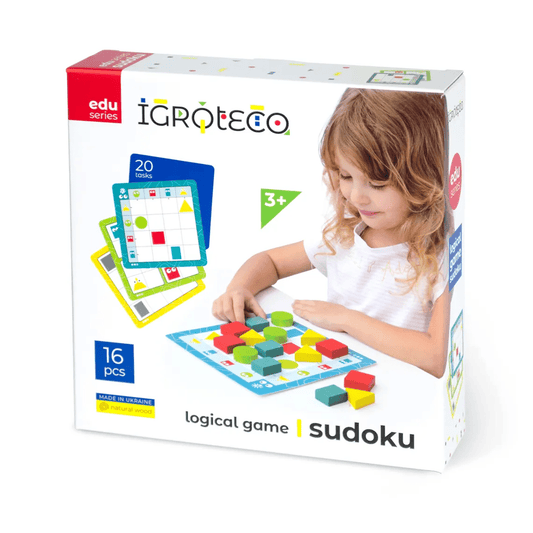 Joc de logica din lemn - Sudoku pentru copii, 16 piese - Igroteco - Publisol.ro