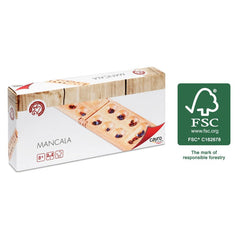 Joc de strategie Mancala Cayro, tabla din lemn, 48 pietre naturale, Cayro - Publisol.ro