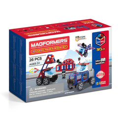 Joc magnetic de constructie Magformers Amazing Police And Rescue Set - Politie si Salvare, 26 piese - Publisol.ro