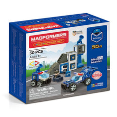 Joc magnetic de constructie Magformers Amazing Police Set - Sectia de Politie, 50 piese - Publisol.ro