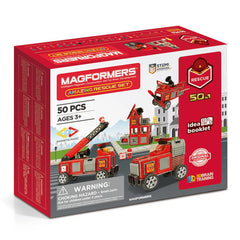 Joc magnetic de constructie Magformers Amazing Rescue Set - Statia de Pompieri, 50 piese - Publisol.ro