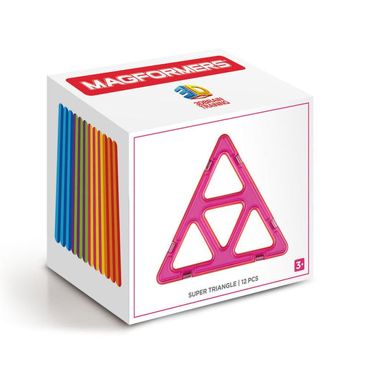 Joc magnetic de constructie Magformers Super Triangle Set - 12 piese in forma de triunghi - Publisol.ro
