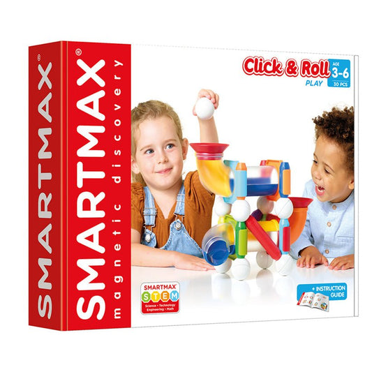 Joc magnetic Smart Max, Click & Roll, Constructii cu bile, 30 piese, Smart Games - Publisol.ro