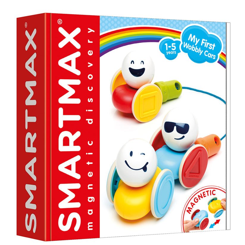 Joc magnetic Smart Max, My First Wobbly Cars, Primele mele masini amuzante, 7 piese, Smart Games - Publisol.ro