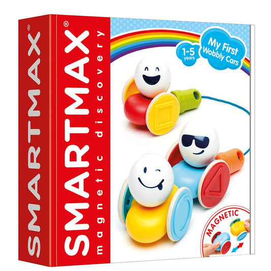 Joc magnetic Smart Max, My First Wobbly Cars, Primele mele masini amuzante, 7 piese, Smart Games - Publisol.ro