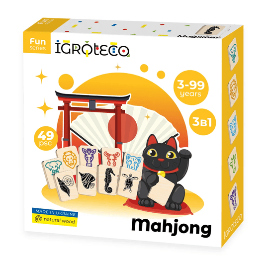 Joc Mahjong din lemn pentru copii, 49 piese - Igroteco - Publisol.ro