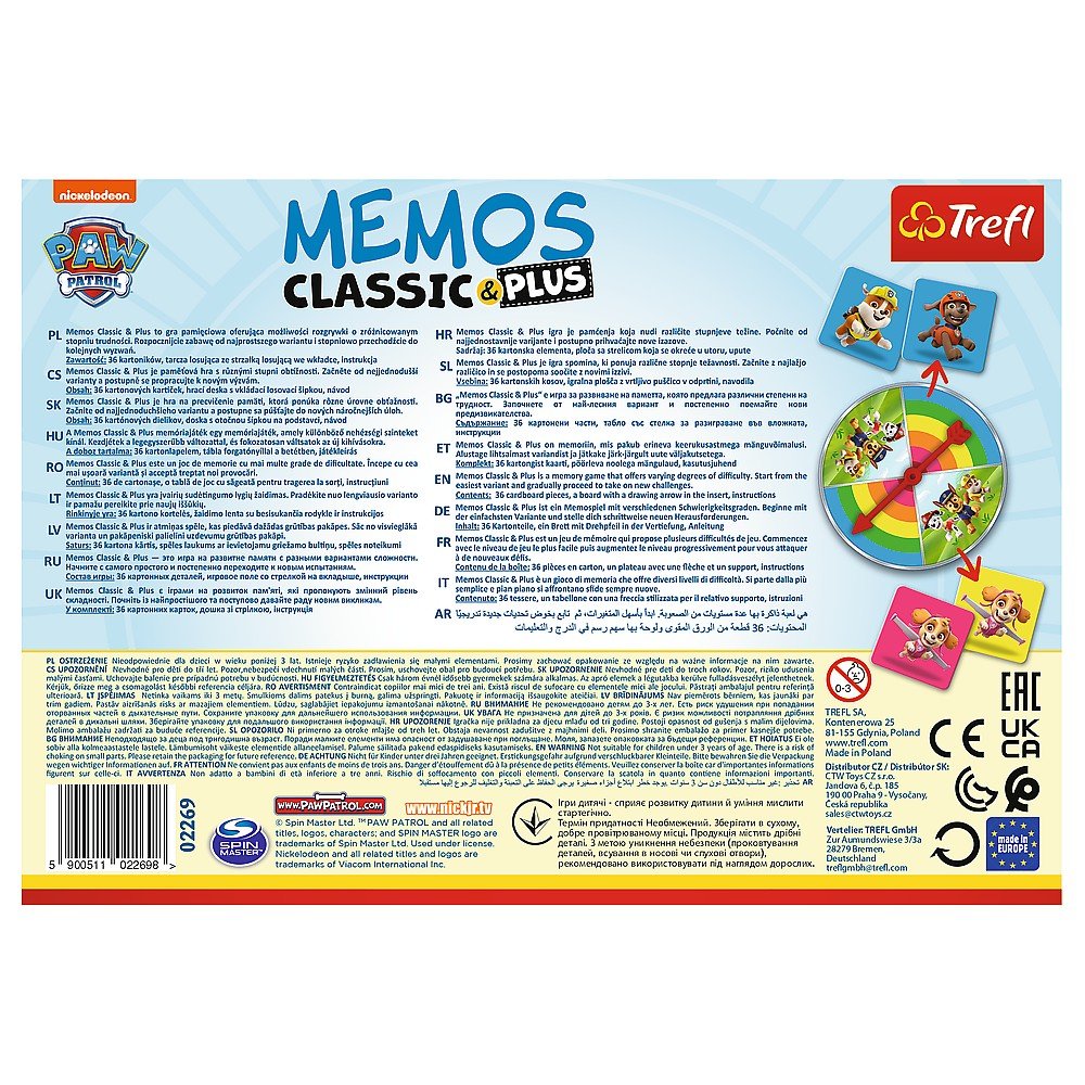 Joc memos classic plus patrula catelusilor, Trefl - Publisol.ro