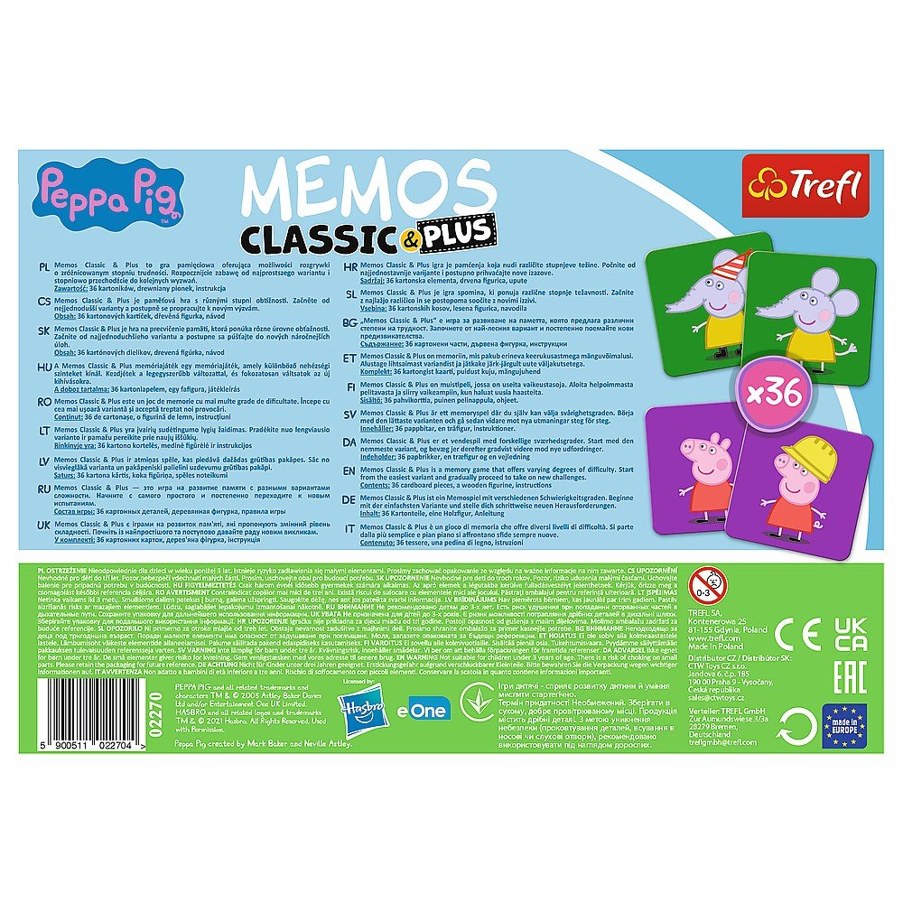 Joc memos classic plus peppa pig, Trefl - Publisol.ro