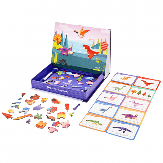 Joc puzzle magnetic de arta si asociere - Lumea dinozaurilor - mierEdu - Publisol.ro