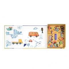 Joc puzzle magnetic de arta si asociere - Vehicule - mierEdu - Publisol.ro