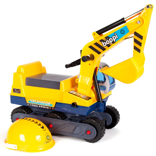 Jucarie Excavator Ride On, Boppi, cu cabina rotativa si casca de protectie - boppi