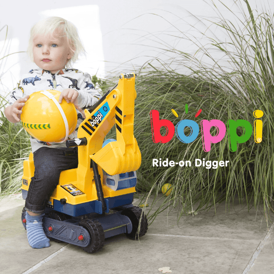 Jucarie Excavator Ride On, Boppi, cu cabina rotativa si casca de protectie - boppi - Publisol.ro