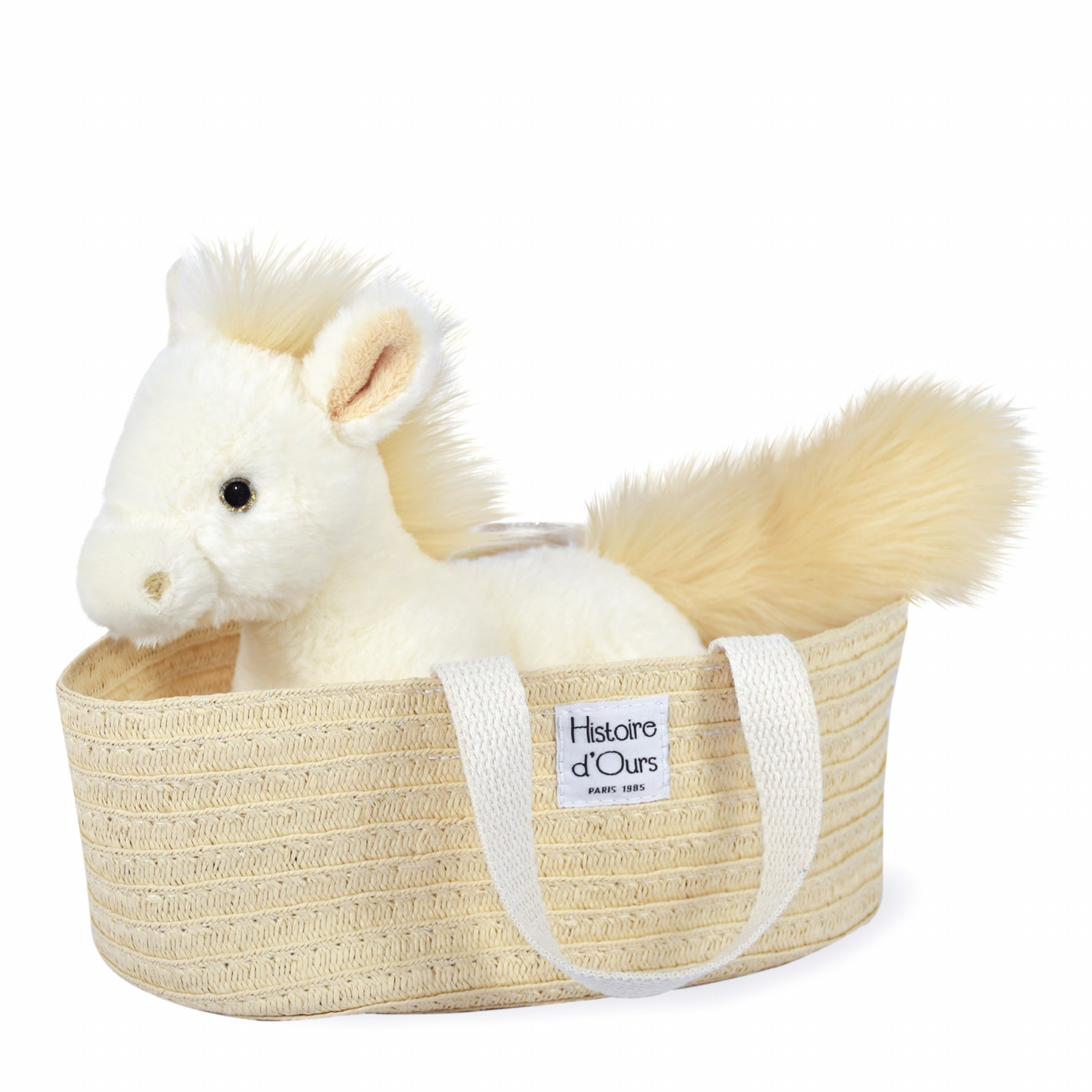 Jucarie moale din plus - Calut in cos, 25 cm, alb - Histoire d'Ours - Publisol.ro